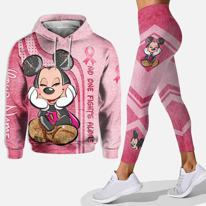 No One Fights Alone - Personalized Breast Cancer Awareness Hoodie And Leggings