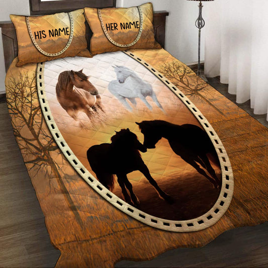 Horse Love - Personalized Couple Quilt Set
