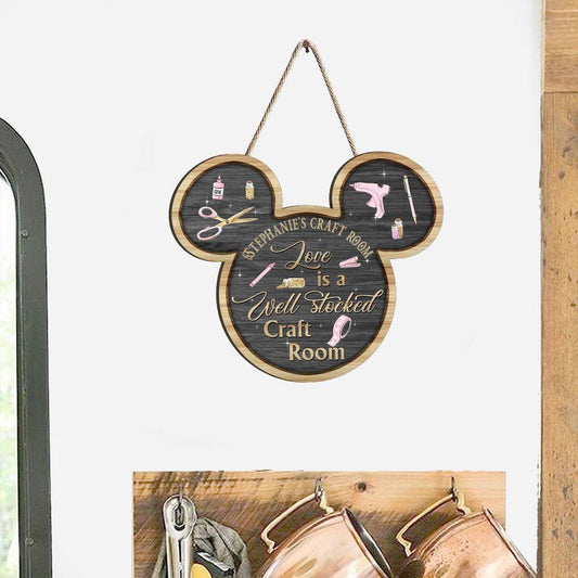 Love Is A Well Stocked Craft Room - Personalized Scrapbooking Wood Sign
