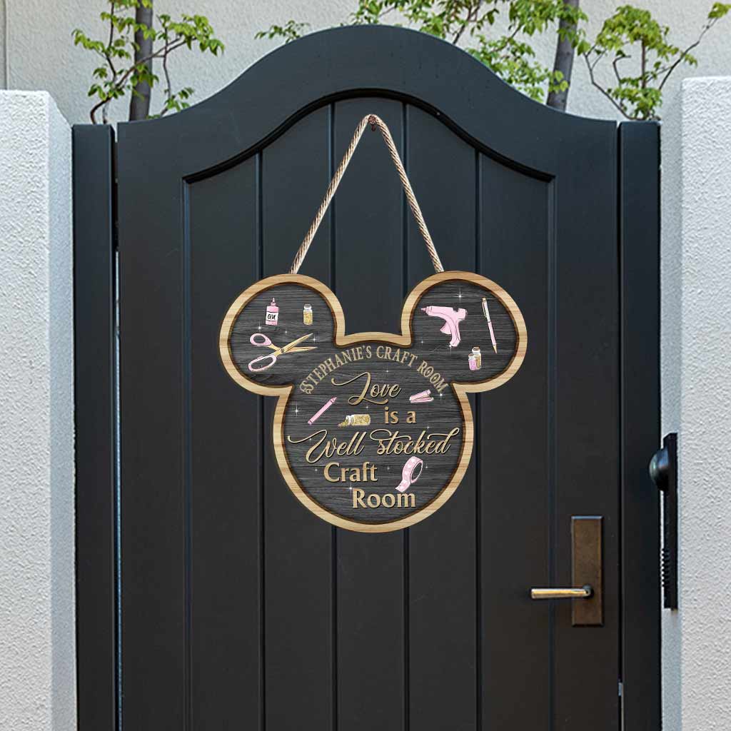 Love Is A Well Stocked Craft Room - Personalized Scrapbooking Wood Sign