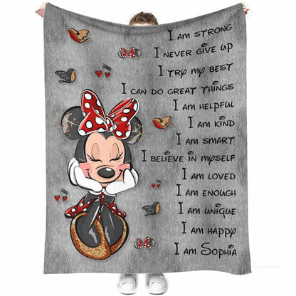 I Am Strong I Never Give Up - Personalized Daughter Blanket