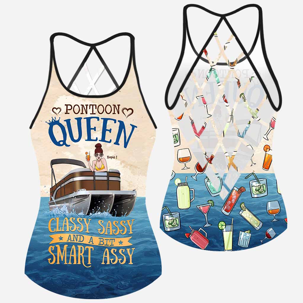 Pontoon Queen - Personalized Cross Tank Top