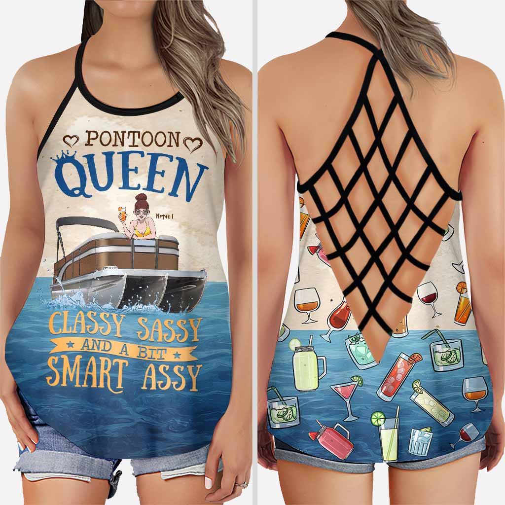 Pontoon Queen - Personalized Cross Tank Top