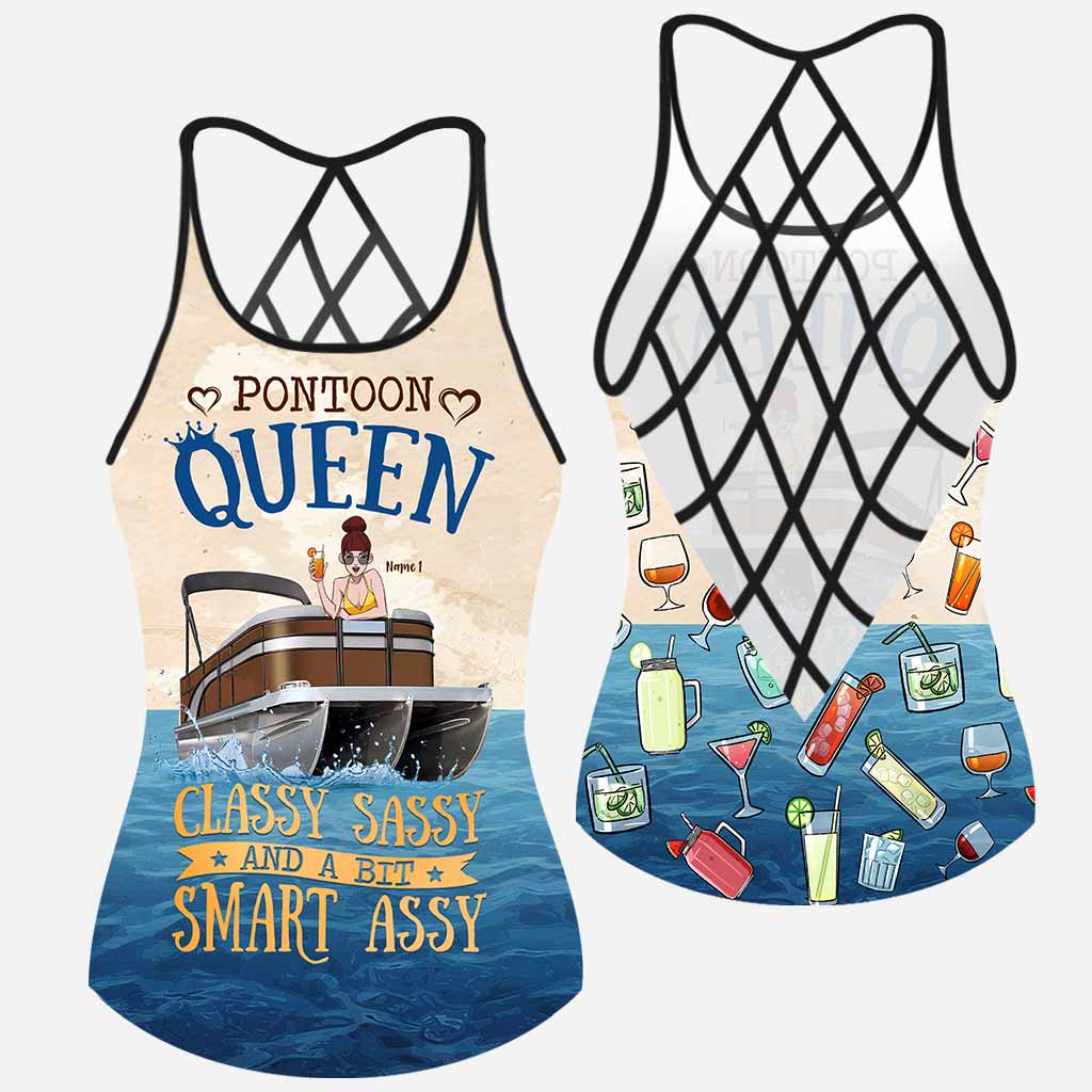 Pontoon Queen - Personalized Cross Tank Top