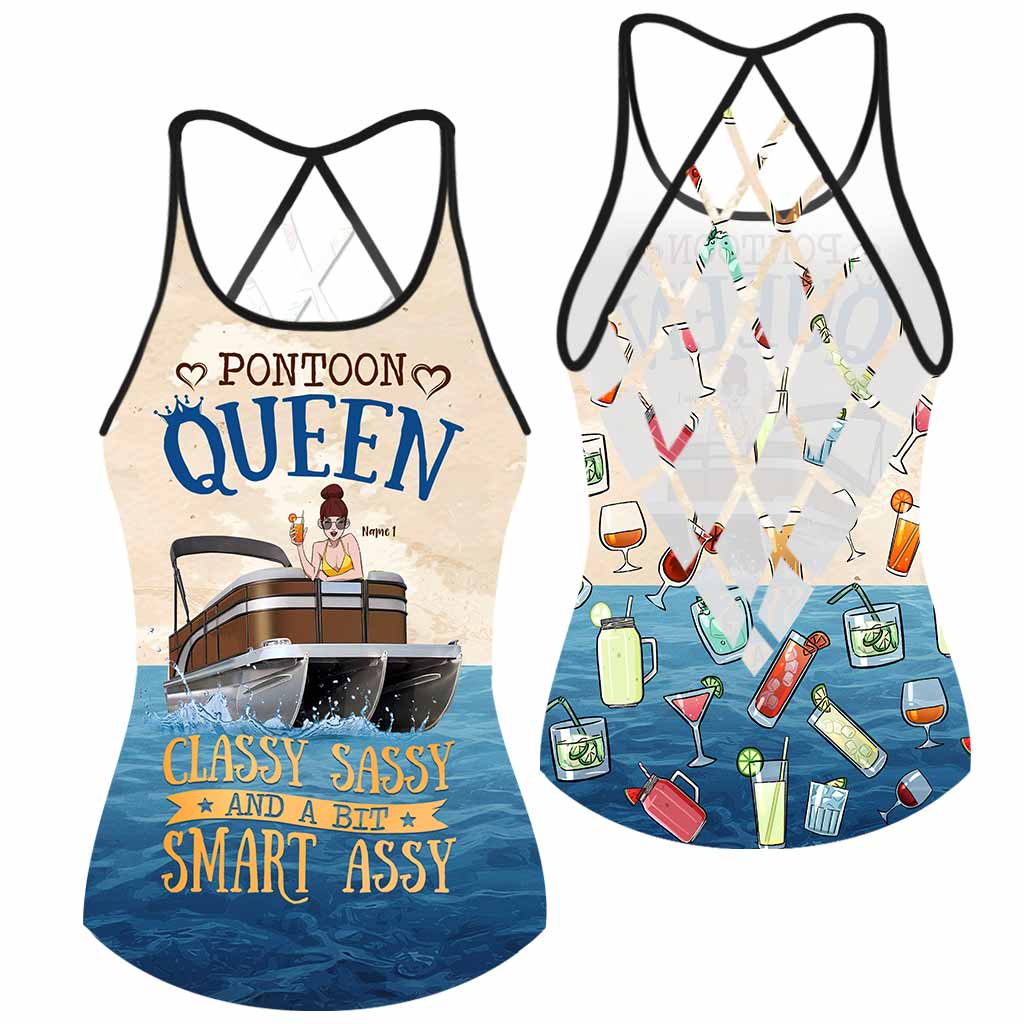 Pontoon Queen - Personalized Cross Tank Top