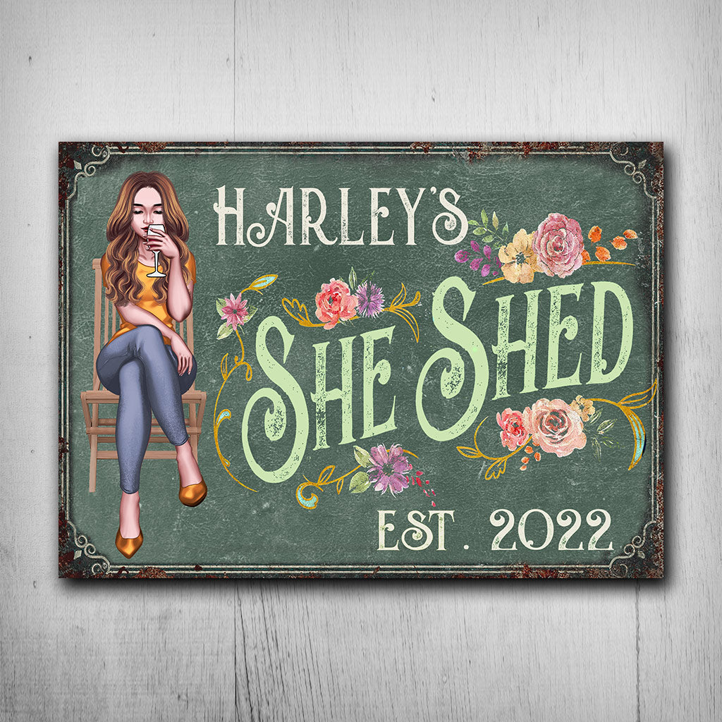 She Shed - Personalized Gardening Rectangle Metal Sign