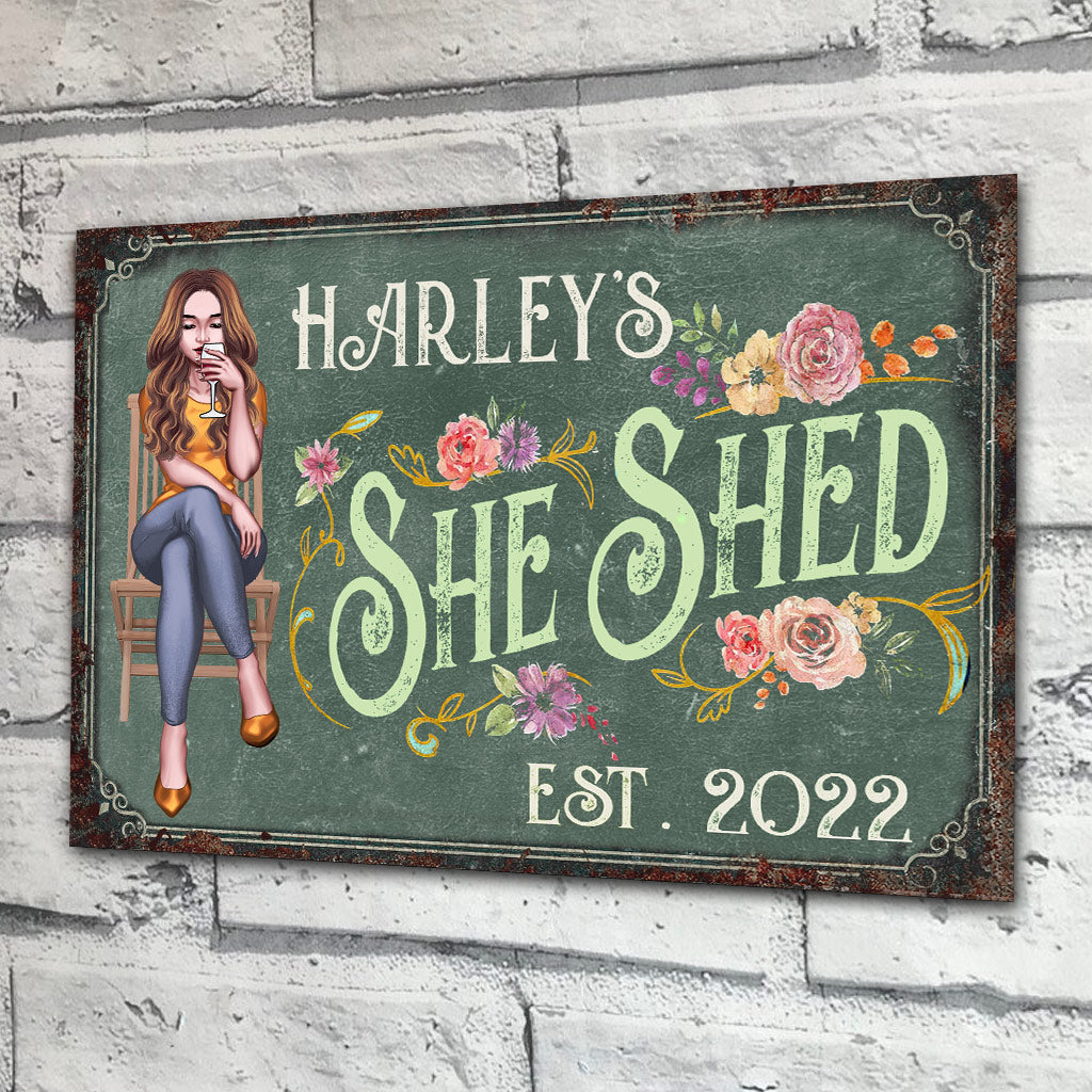 She Shed - Personalized Gardening Rectangle Metal Sign