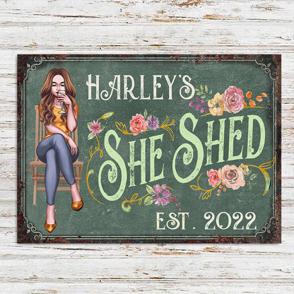 She Shed - Personalized Gardening Rectangle Metal Sign