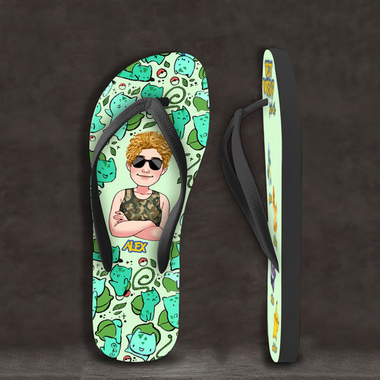 Best Pokedad - Personalized Monster Trainer Flip Flops