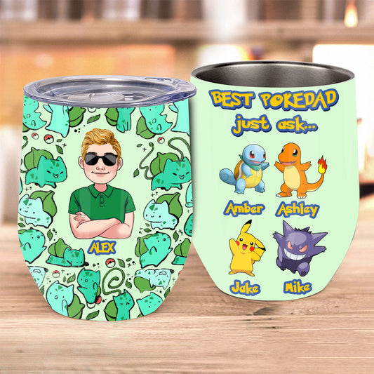 Best Pokedad - Personalized Monster Trainer Wine Tumbler