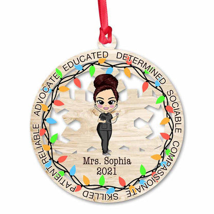 Love Being A Nurse - Personalized Christmas Nurse Ornament (Printed On Both Sides)