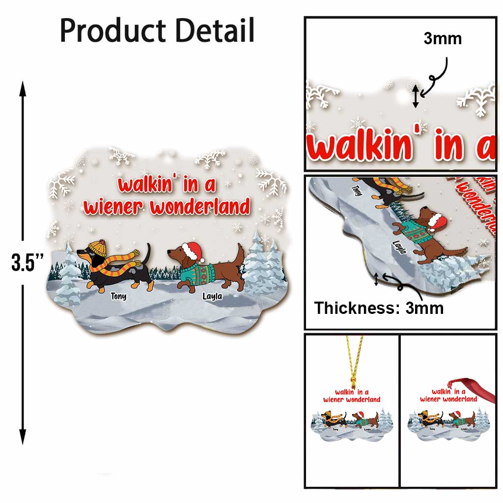 Walking In A Wiener Wonderland - Personalized Dachshund Transparent Ornament