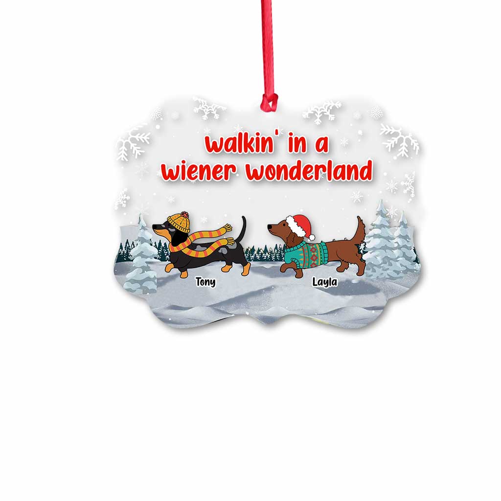 Walking In A Wiener Wonderland - Personalized Dachshund Transparent Ornament