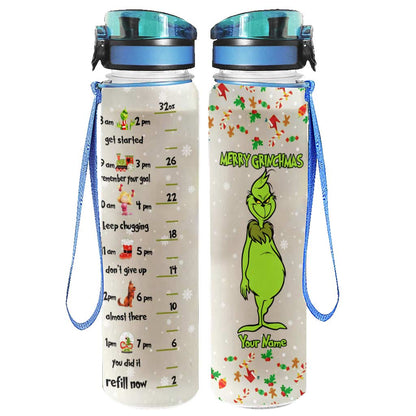 Merry Grinchmas - Personalized Christmas Stole Christmas Water Tracker Bottle