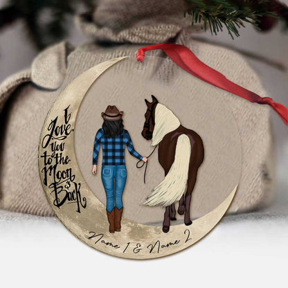 I Love You To The Moon And Back - Personalized Chistmas Horse Transparent Ornament