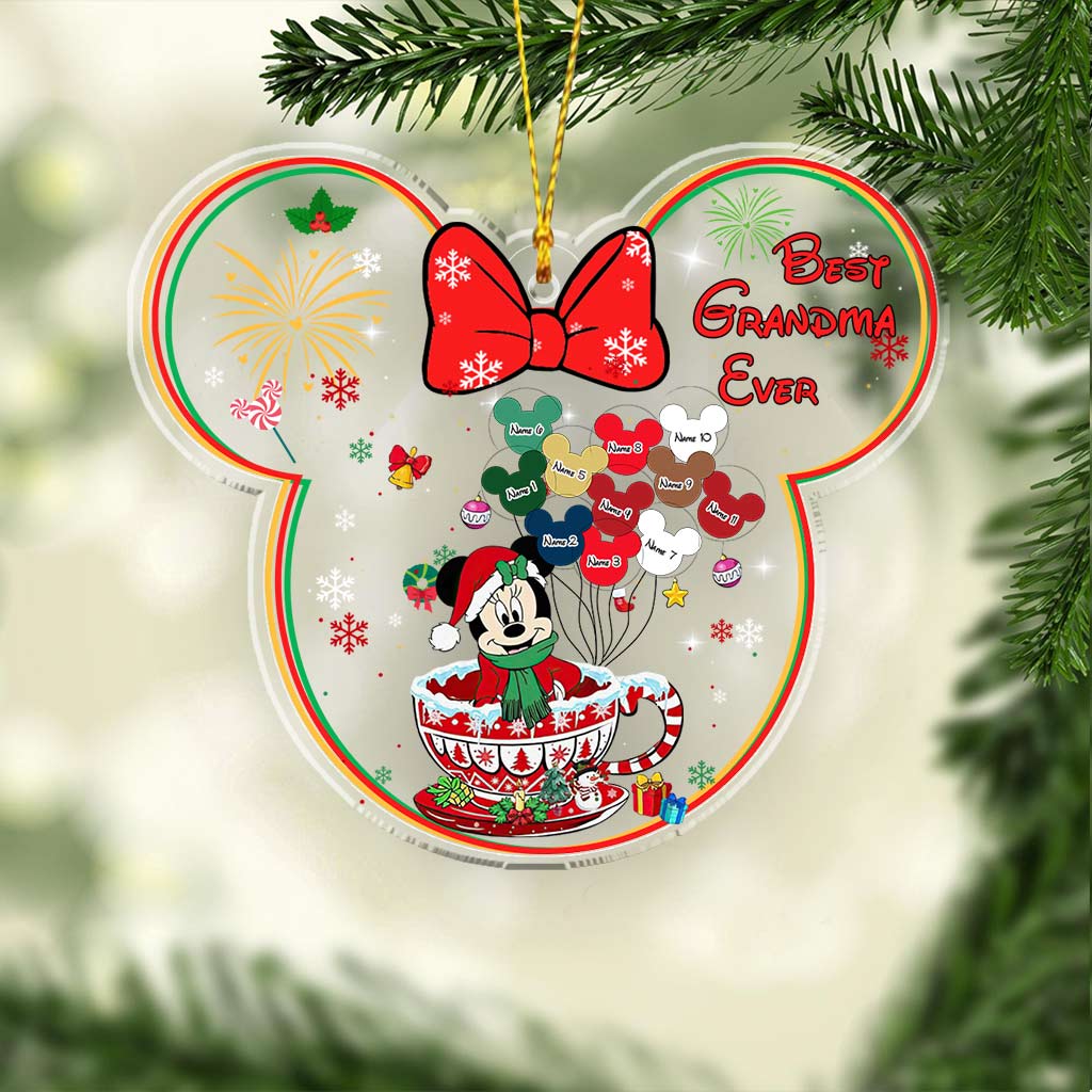 Best Grandma Ever - Personalized Christmas Transparent Ornament