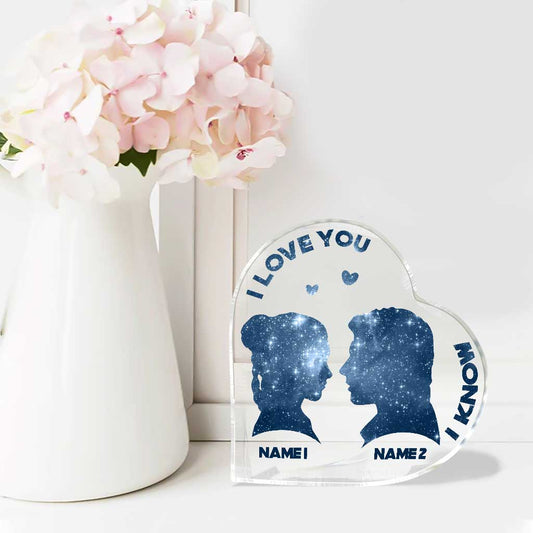 I Love You I Know - Personalized Couple The Force Custom Shaped Acrylic Plaque