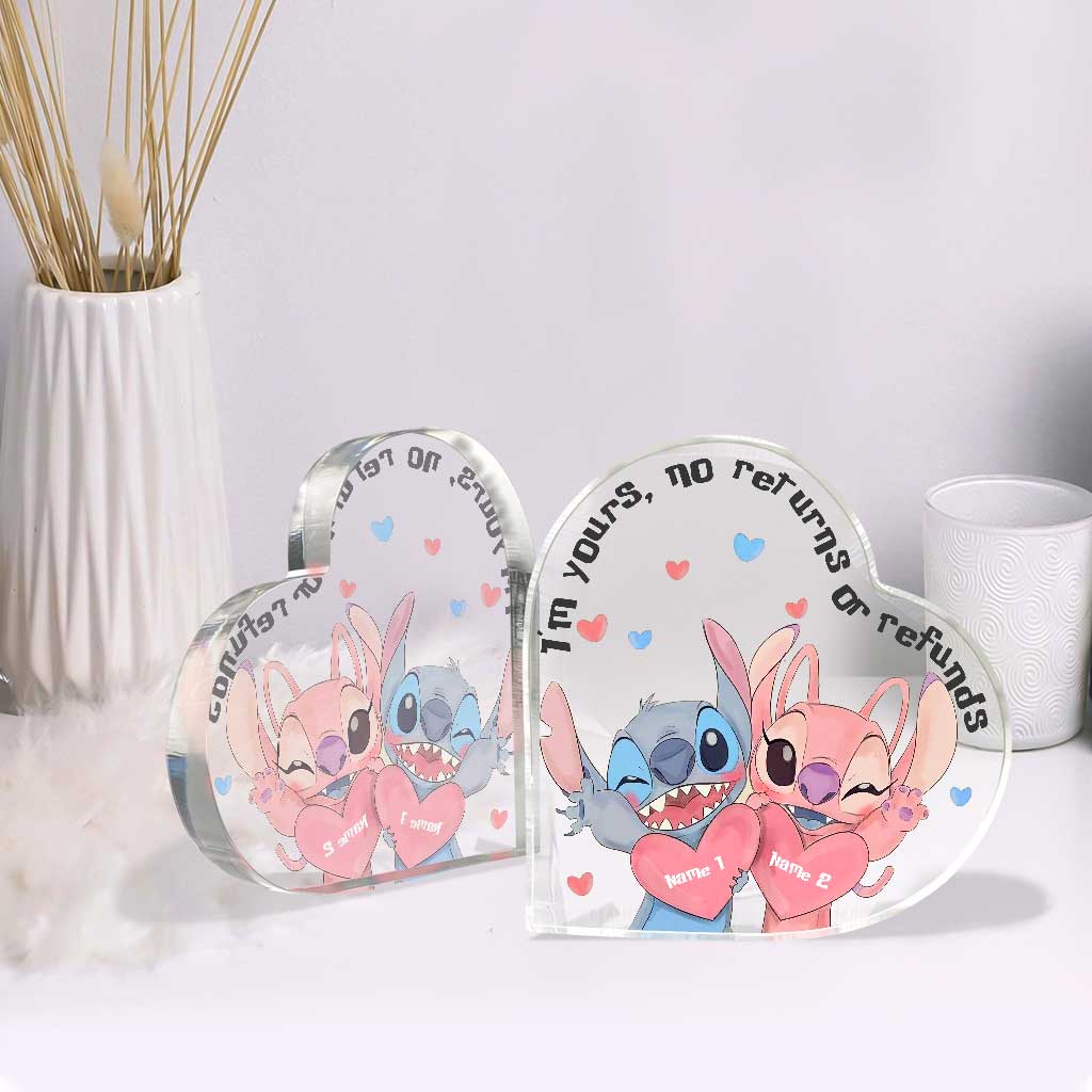 I'm Yours No Returns Or Refunds - Personalized Couple Ohana Custom Shaped Acrylic Plaque