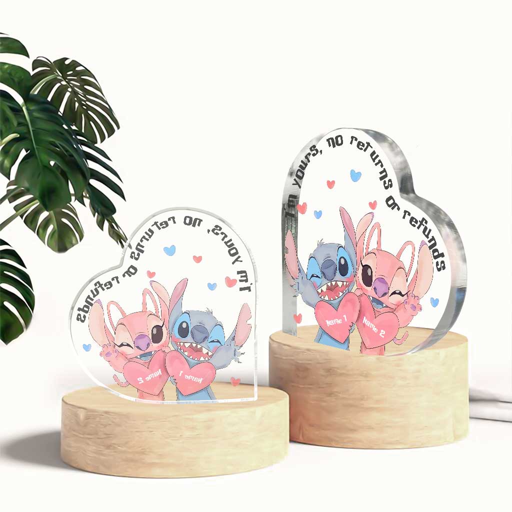 I'm Yours No Returns Or Refunds - Personalized Couple Ohana Custom Shaped Acrylic Plaque