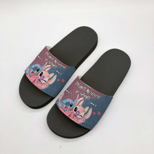 I'm Yours No Returns Or Refunds - Personalized Couple Ohana Slide Sandals