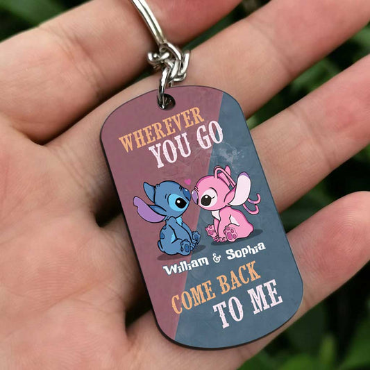 Wherever You Go Come Back To Me - Personalized Ohana Stainless Steel Keychain