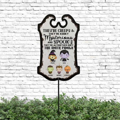 They're Creepy And They're Kooky - Personalized Halloween Family Metal Garden Art