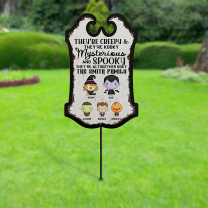 They're Creepy And They're Kooky - Personalized Halloween Family Metal Garden Art