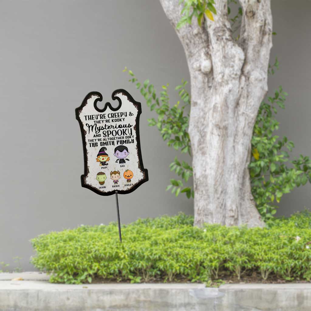 They're Creepy And They're Kooky - Personalized Halloween Family Metal Garden Art