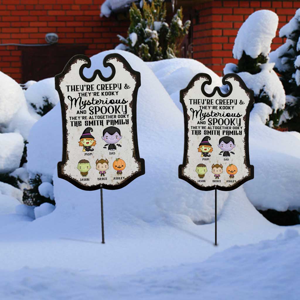 They're Creepy And They're Kooky - Personalized Halloween Family Metal Garden Art