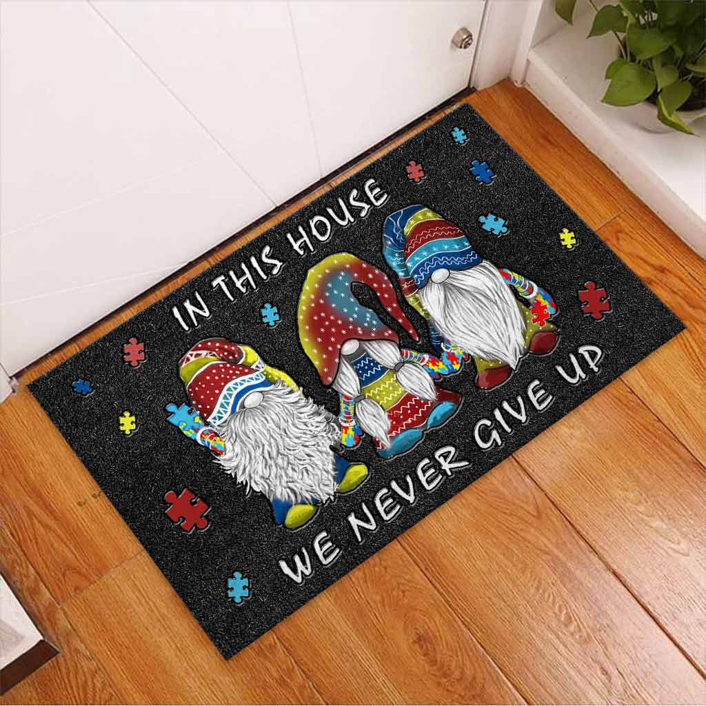 In This House We Never Give Up - Autism Awareness Doormat