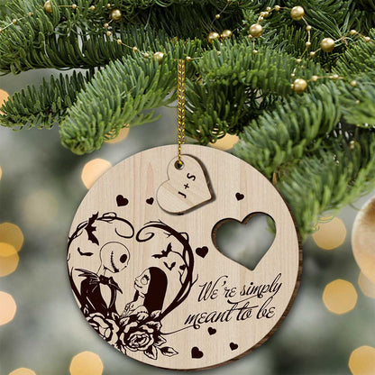 We're Simply Meant To Be - Personalized Christmas Nightmare Wooden Card Pop Out Ornament