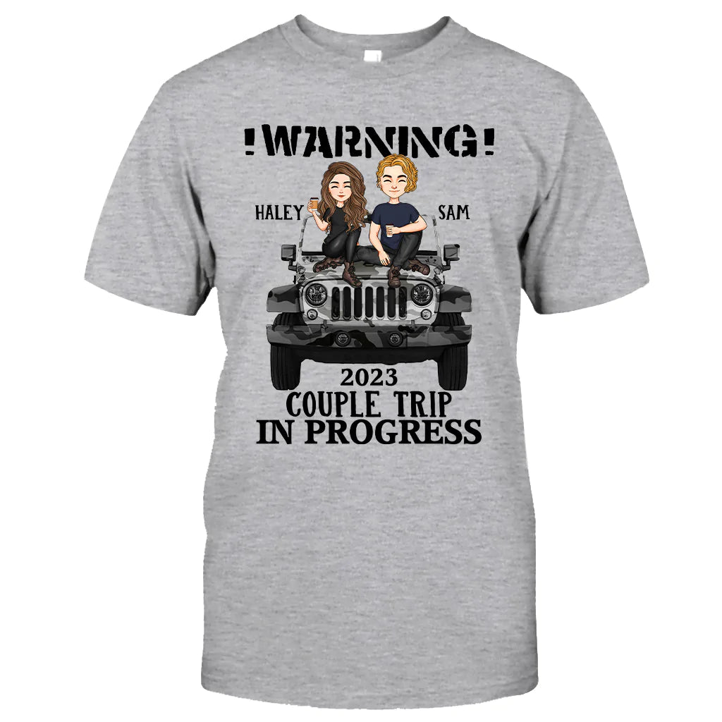 Warning Couple Trip - Personalized Couple Car T-shirt and Hoodie