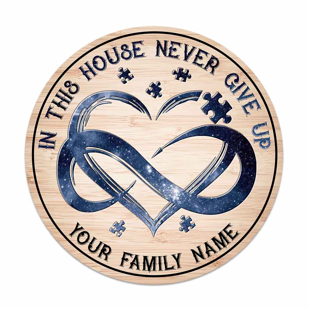 In This House - Autism Awareness Personalized Round Wood Sign