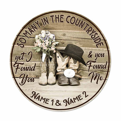 So Many In The Countryside - Horse Personalized Round Wood Sign