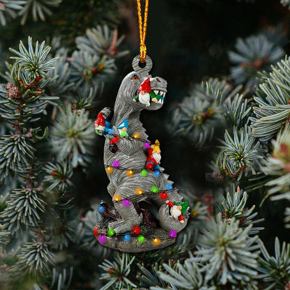 Naughty Dinosaur - Christmas Ornament (Printed On Both Sides)