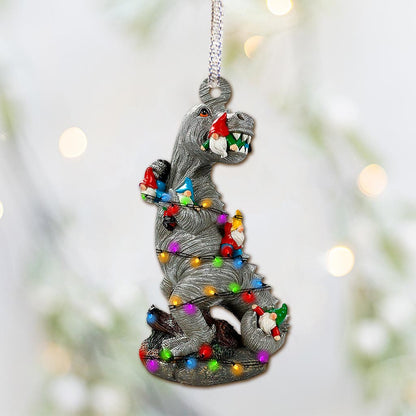 Naughty Dinosaur - Christmas Ornament (Printed On Both Sides)