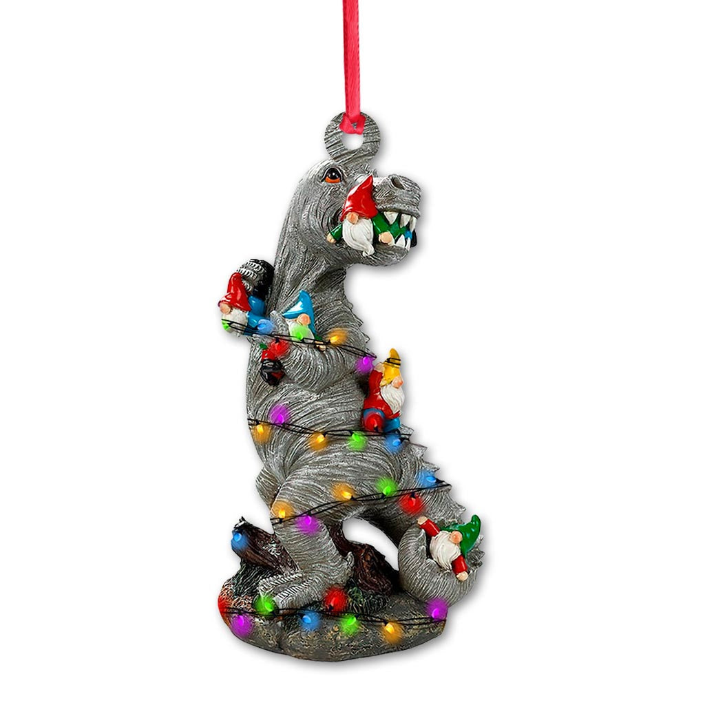 Naughty Dinosaur - Christmas Ornament (Printed On Both Sides)