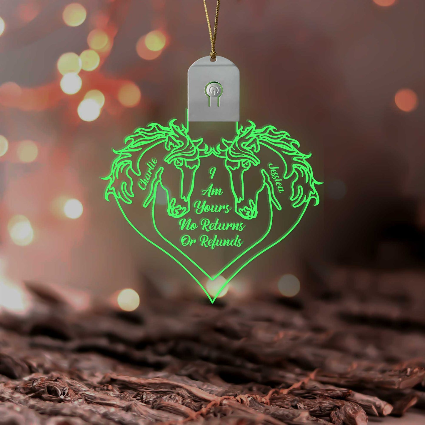 I'm Yours No Returns - Personalized Christmas Horse Shaped Led Acrylic Ornament