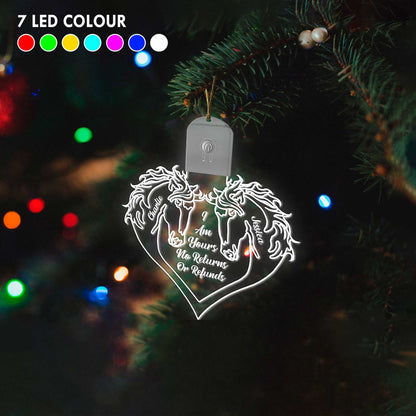 I'm Yours No Returns - Personalized Christmas Horse Shaped Led Acrylic Ornament