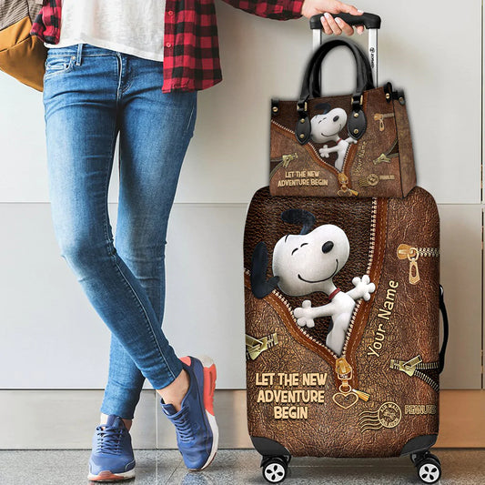 Let's The New Adventure Begin - Personalized Leather Handbag & Luggage Cover