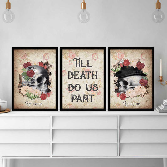 Till Death Do Us Part - Personalized Couple Skull Poster & Canvas Set