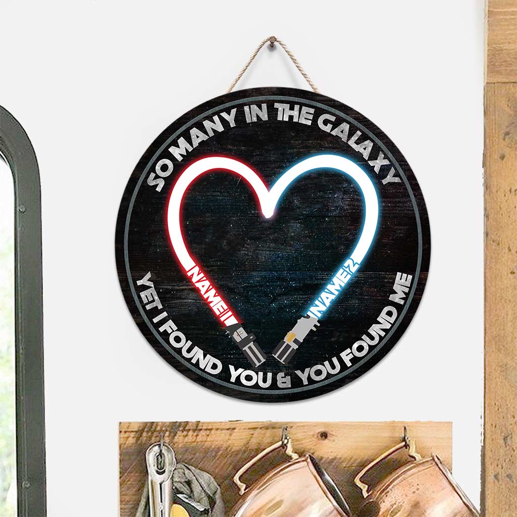 So Many In The Galaxy - Personalized Couple The Force Round Wood Sign