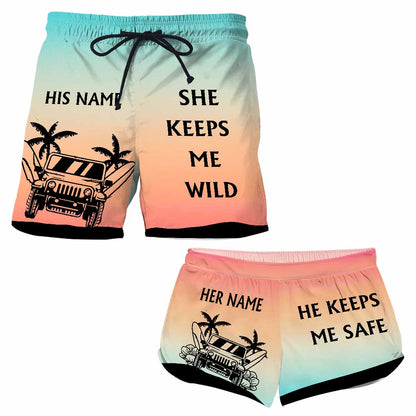 Adventurous Couple - Personalized Car Men Shorts And Women Shorts