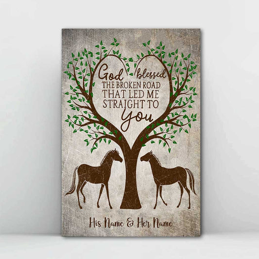 God Blessed The Broken Road - Personalized Couple Horse Poster