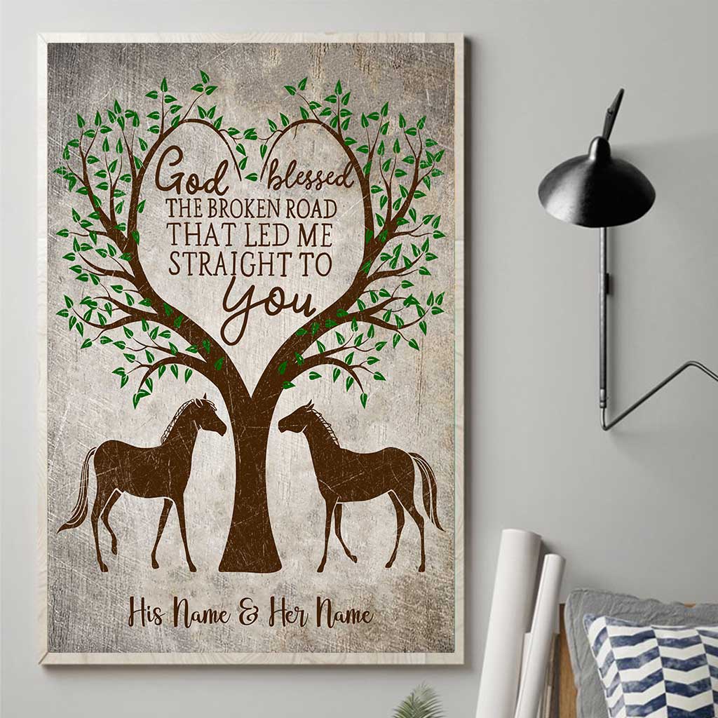 God Blessed The Broken Road - Personalized Couple Horse Poster