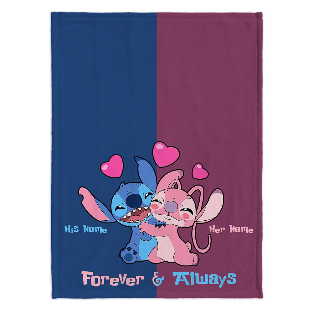 Forever And Always - Personalized Couple Ohana Blanket