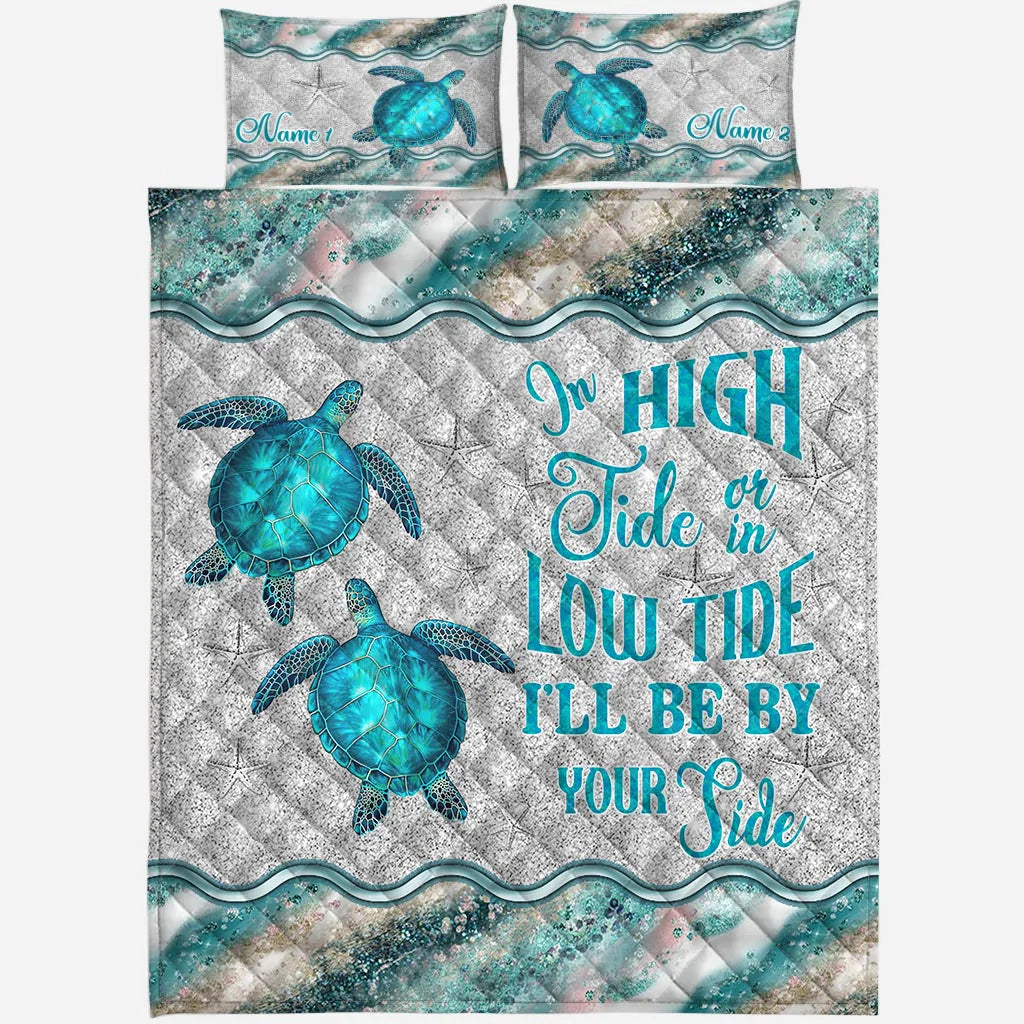 In High Tide - Personalized Couple Turtle Quilt Set