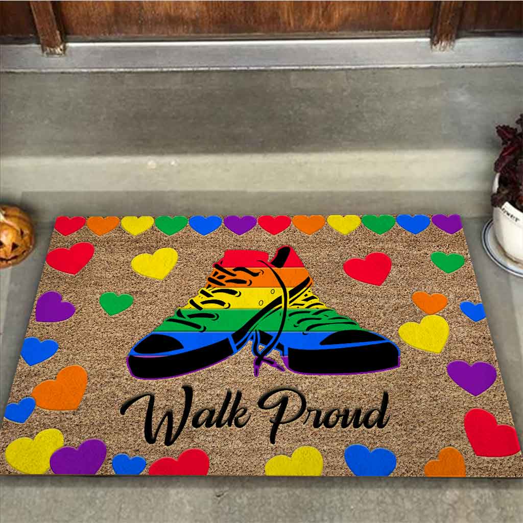 Walk Proud - LGBT Support Coir Pattern Print Doormat