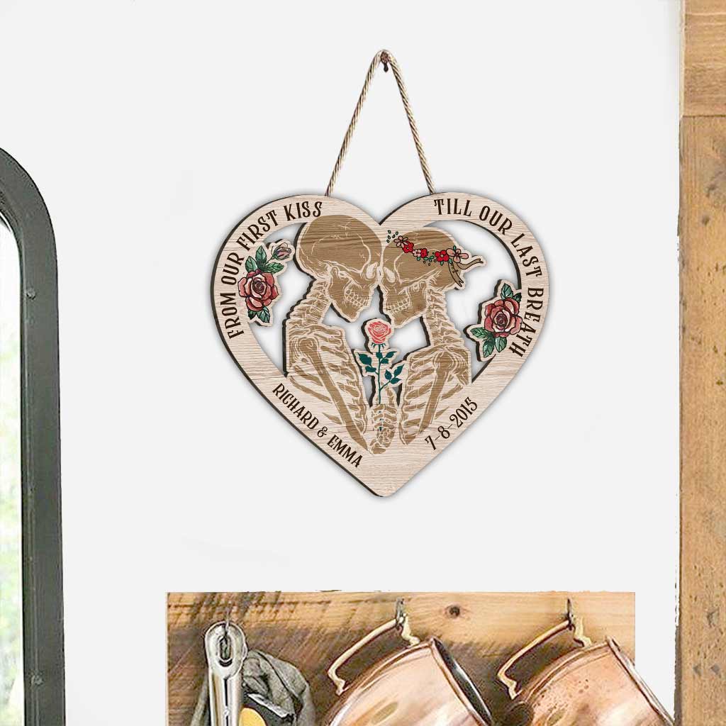 From Our First Kiss - Personalized Couple Skull Wood Sign