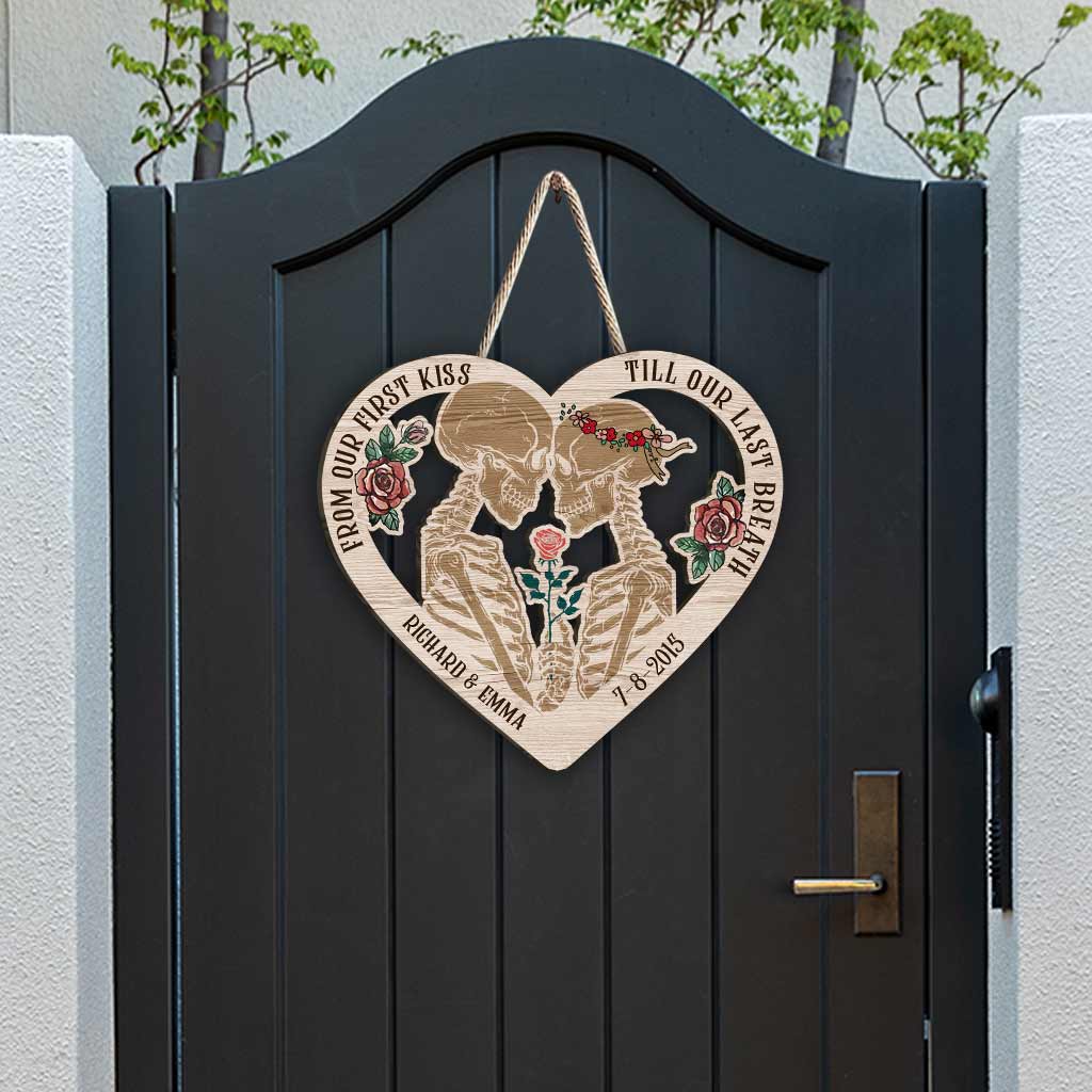 From Our First Kiss - Personalized Couple Skull Wood Sign